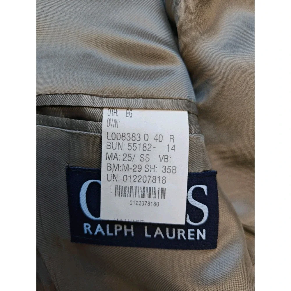 Chaps Ralph Lauren Vintage Wool Sport Coat 40R Beige Black 3 Button Blazer X606